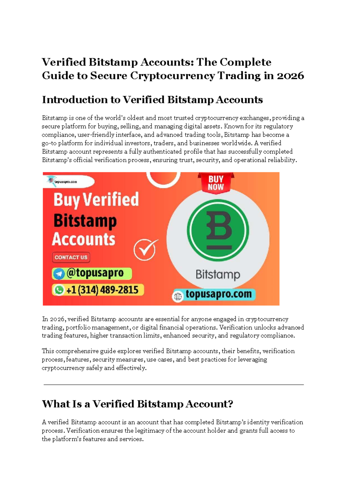 Verified Bitstamp Accounts: Overview, Benefits, and Best Practices for 2026  - Studocu