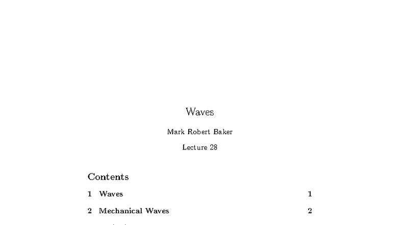Waves PHYS 101 Lecture 28: Key Concepts and Equations - Studocu