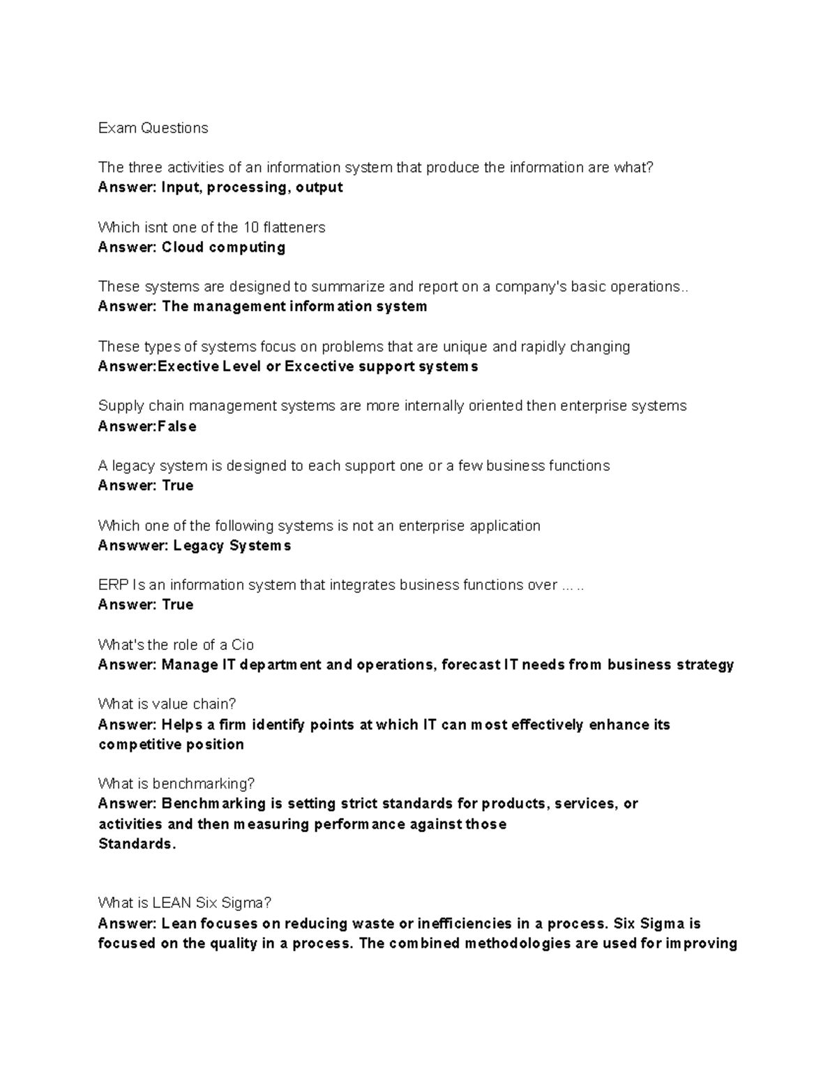 MIS 1st Exam Review - Chapters 1-4 Study Guide - Studocu