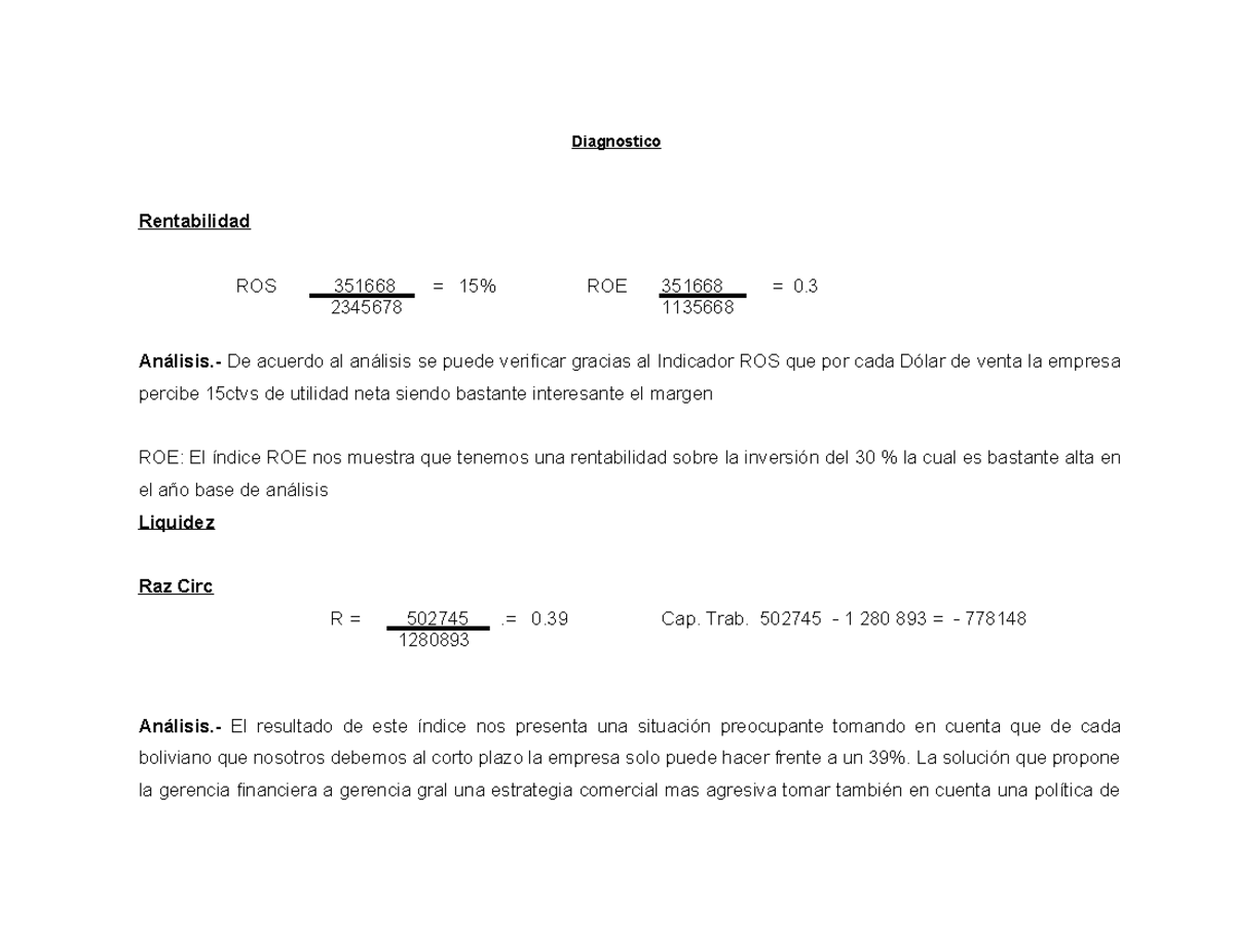 Análisis de Razones Financieras ROS 351668 y ROE 351668 - Studocu