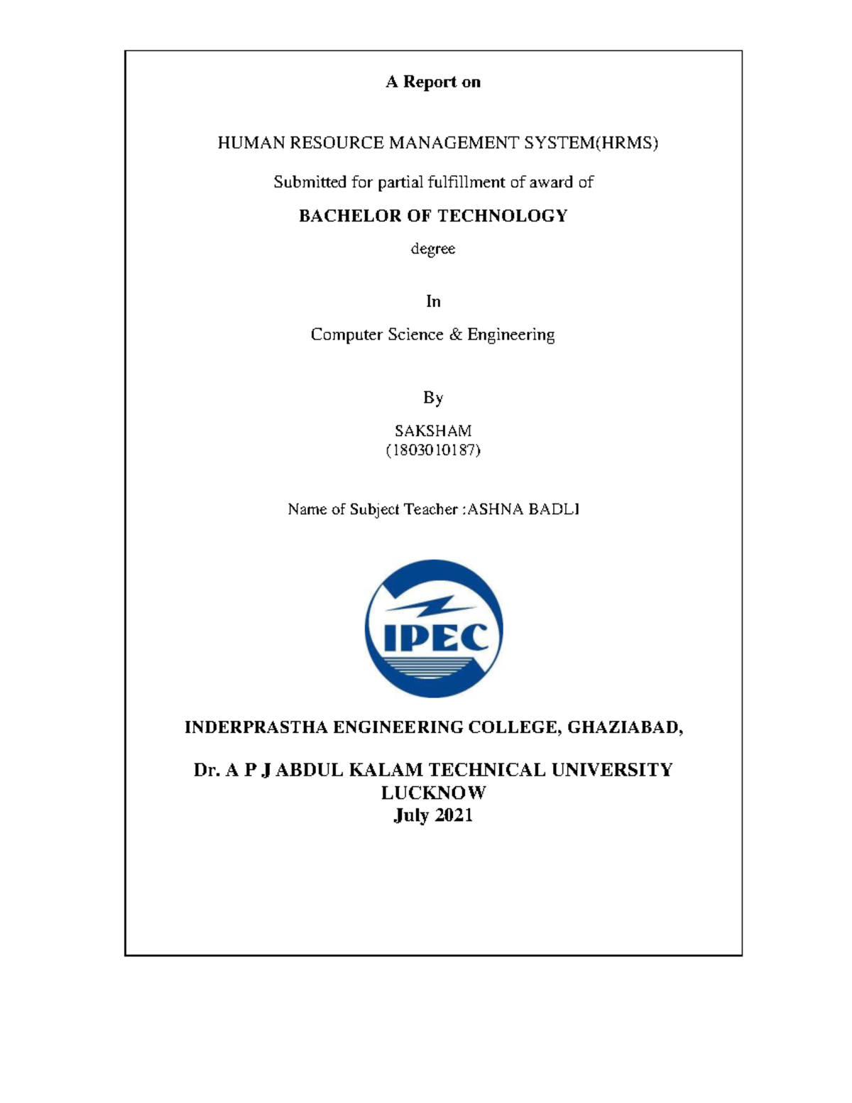 Software Requirements Specification: Human Resource Management System ...