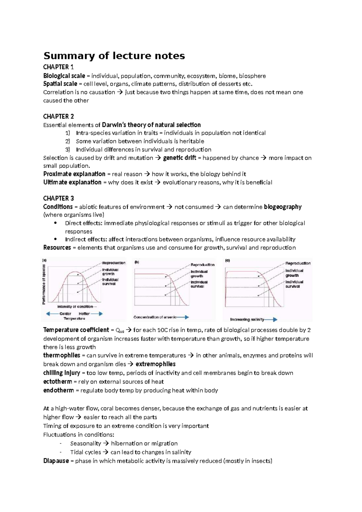 Summary of Lecture Notes: BIO 101 - Ecology and Evolution Concepts ...