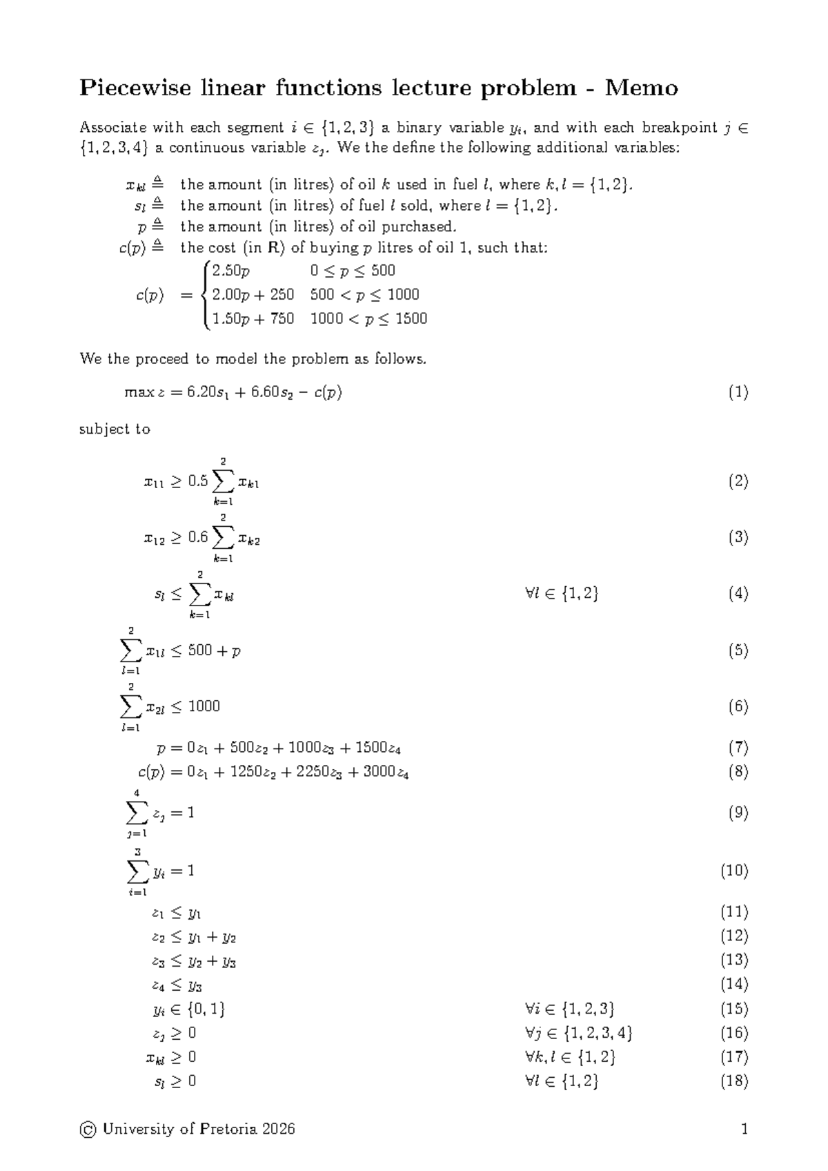 Piecewise Linear Functions Lecture Problem Memo (UP 2026) - Studocu