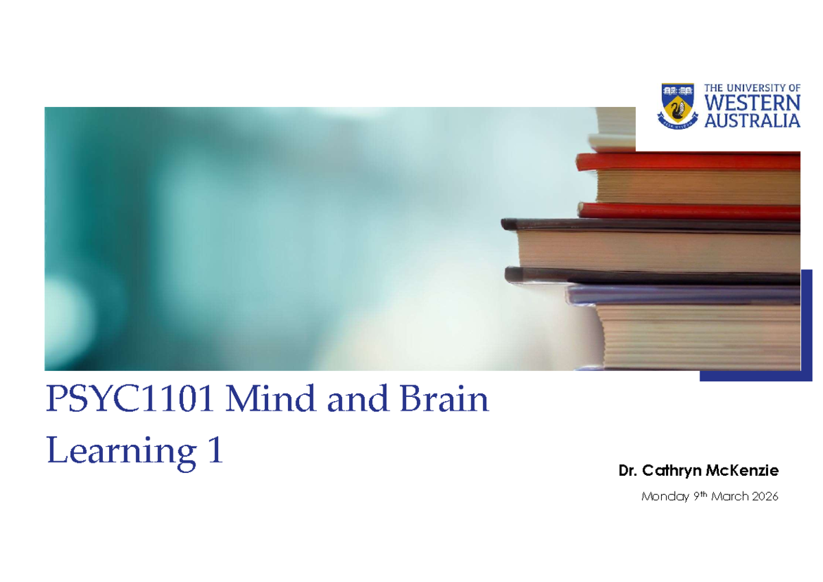 PSYC1101 Lecture Notes: Learning Theories - Studocu