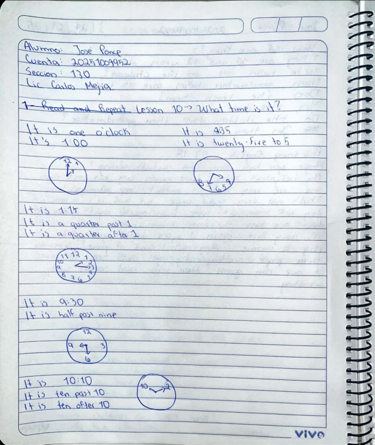 Ramos Antonio Sección 1009 - Lesson H10: Telling Time in English - Studocu