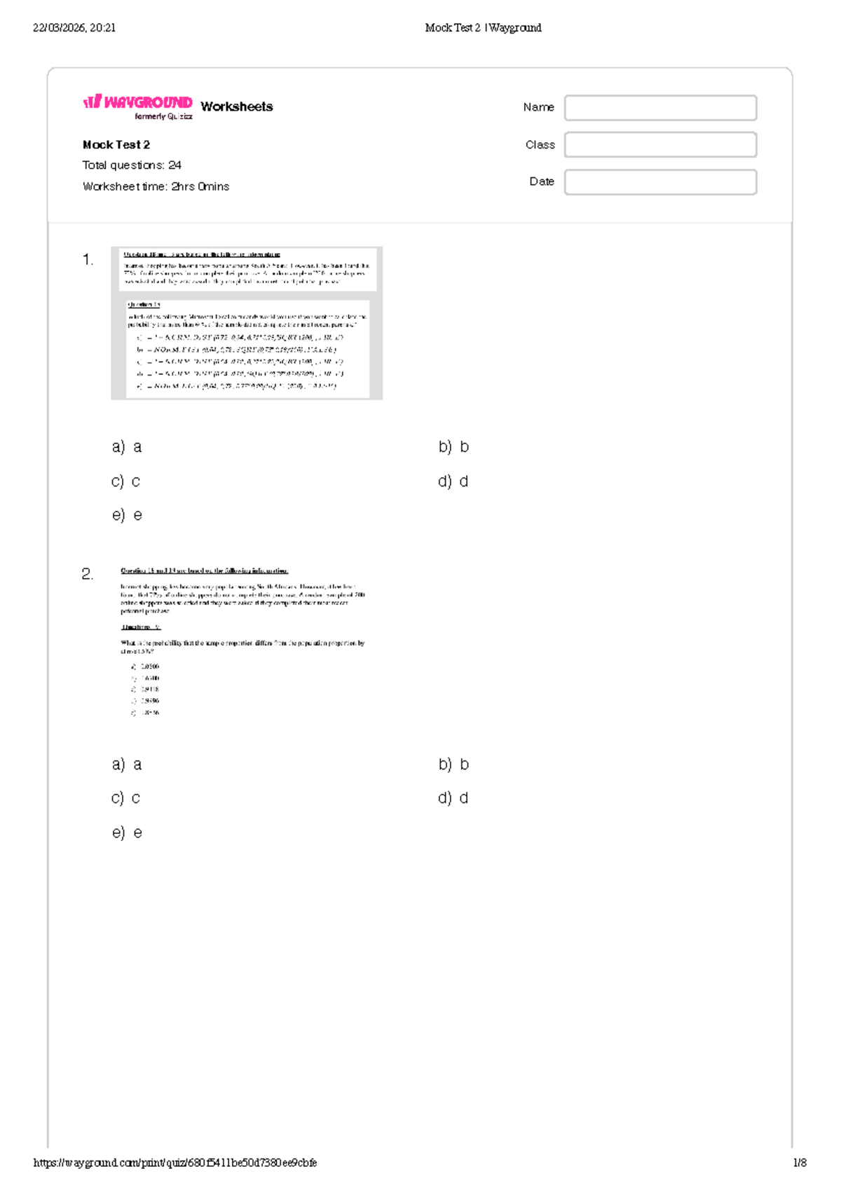 20:21 Mock Test 2 - Wayground Worksheets with 24 Questions - Studocu