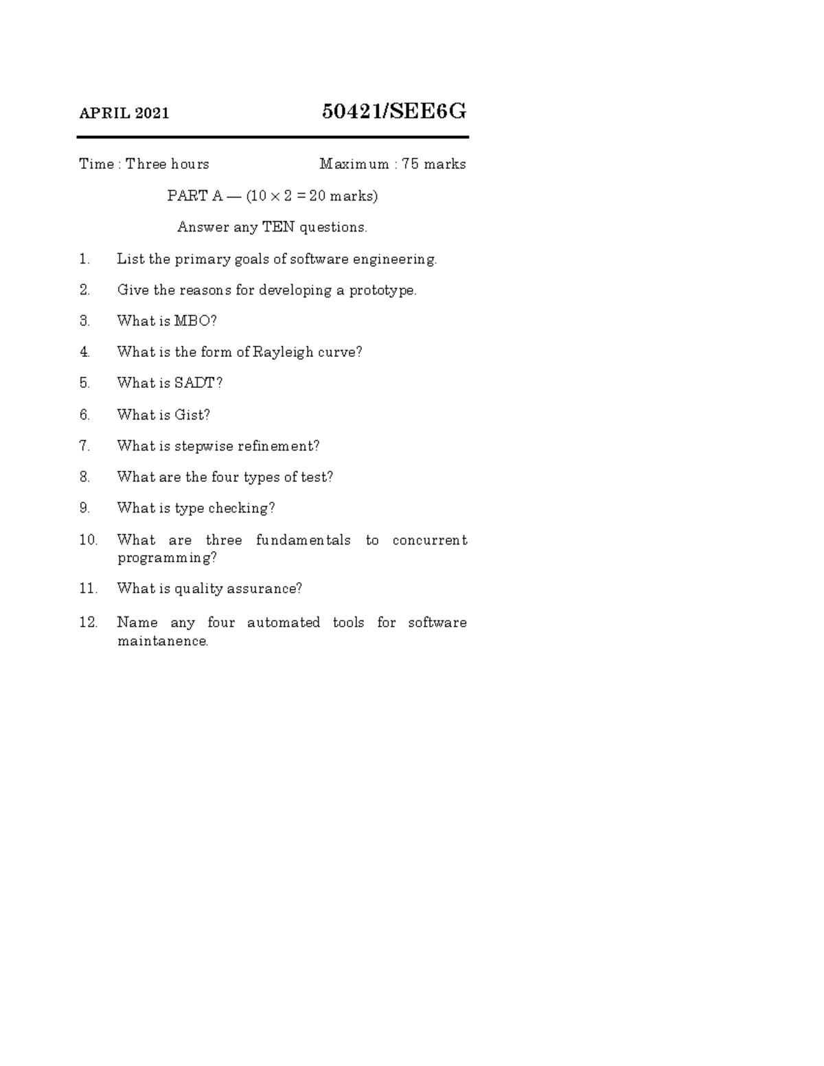 50421 SE - April 2021 Software Engineering Question Paper - Studocu