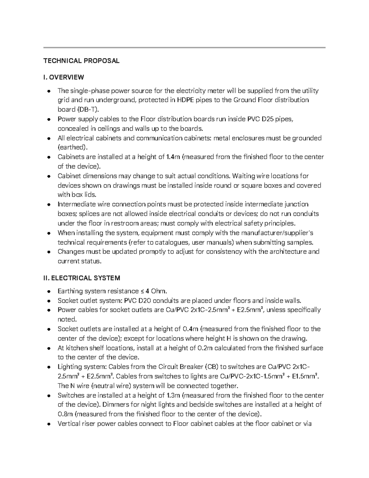 TECHNICAL PROPOSAL: Electrical System Overview and Installation ...