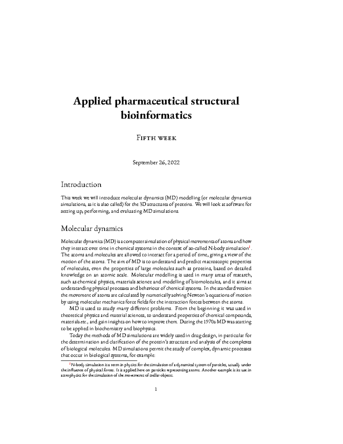 Applied Pharmaceutical Structural Bioinformatics - Week 5 Lecture - Studocu