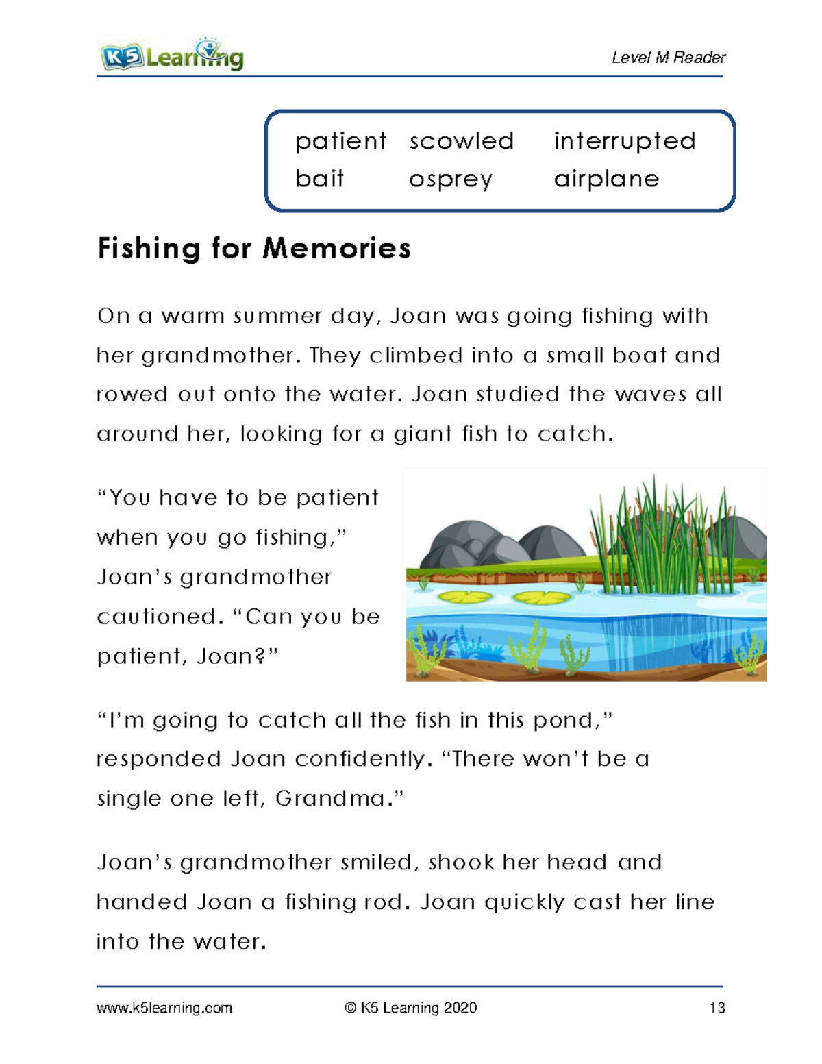 Level M2 Reader: Fishing for Memories - A Story of Patience and Fun ...