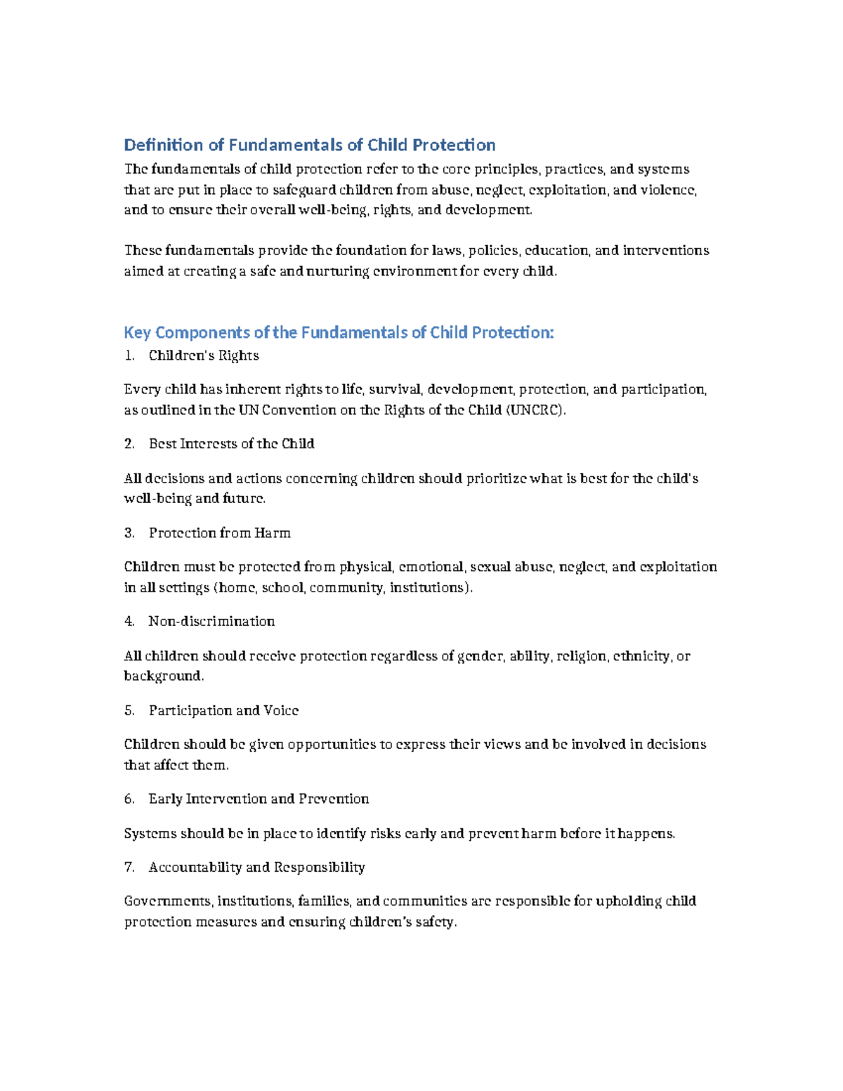 Fundamentals of Child Protection: Core Principles and Practices - Studocu