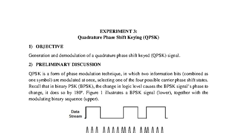 Experiment 3: QPSK Signal Generation and Demodulation Techniques - Studocu