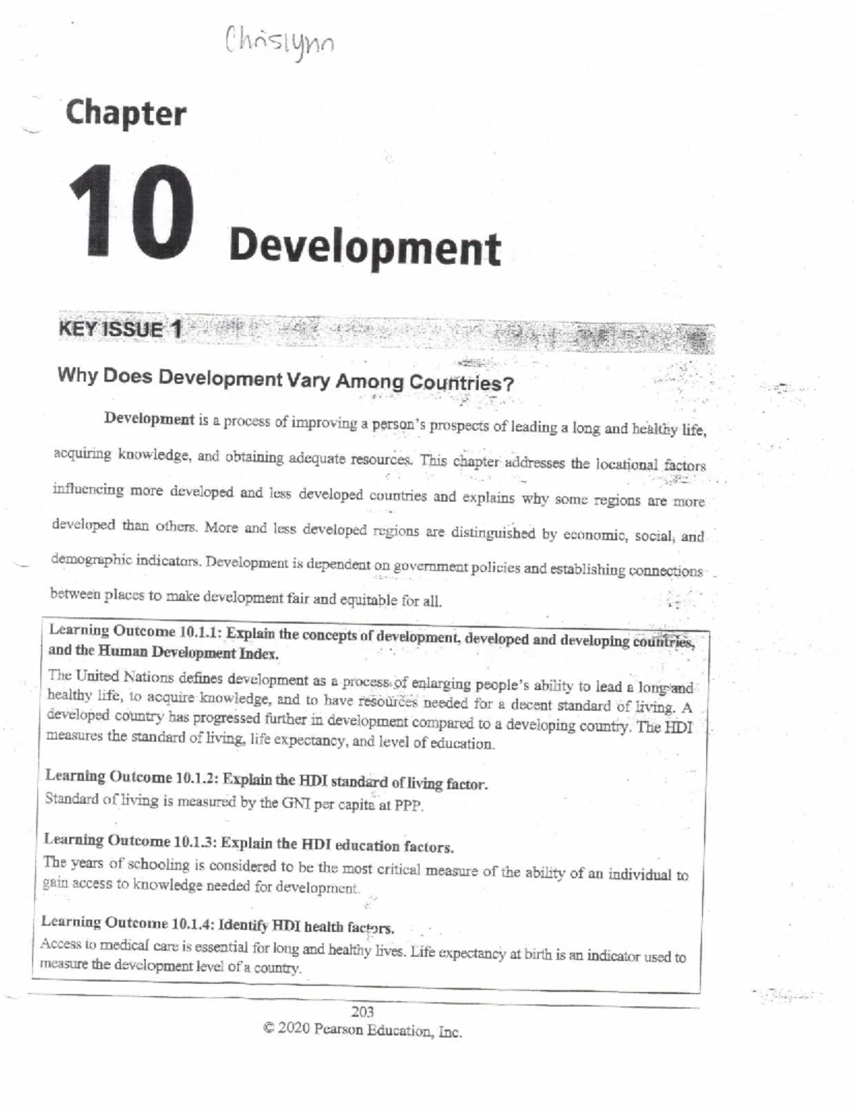 Geo1 Chapter 10 Development Summary & Key Issues - Studocu