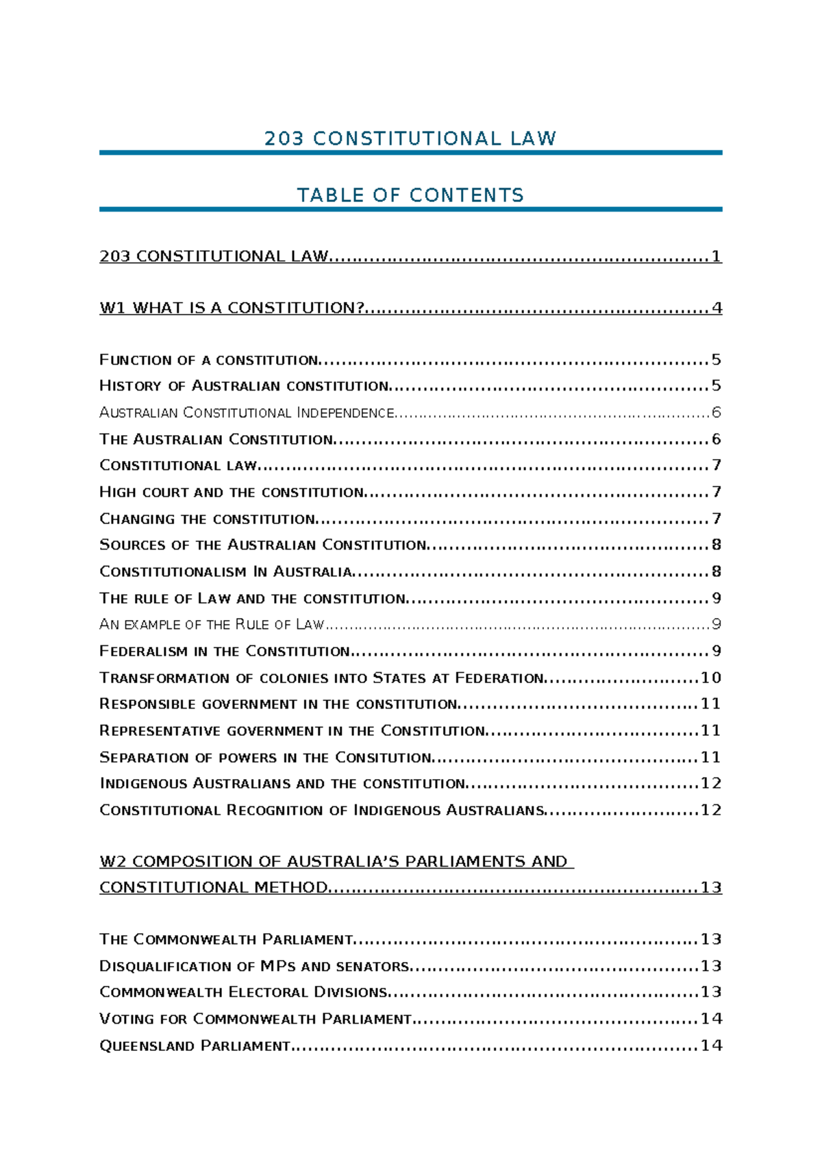 LLB203 Constitutional Law: Comprehensive Overview and Key Concepts ...