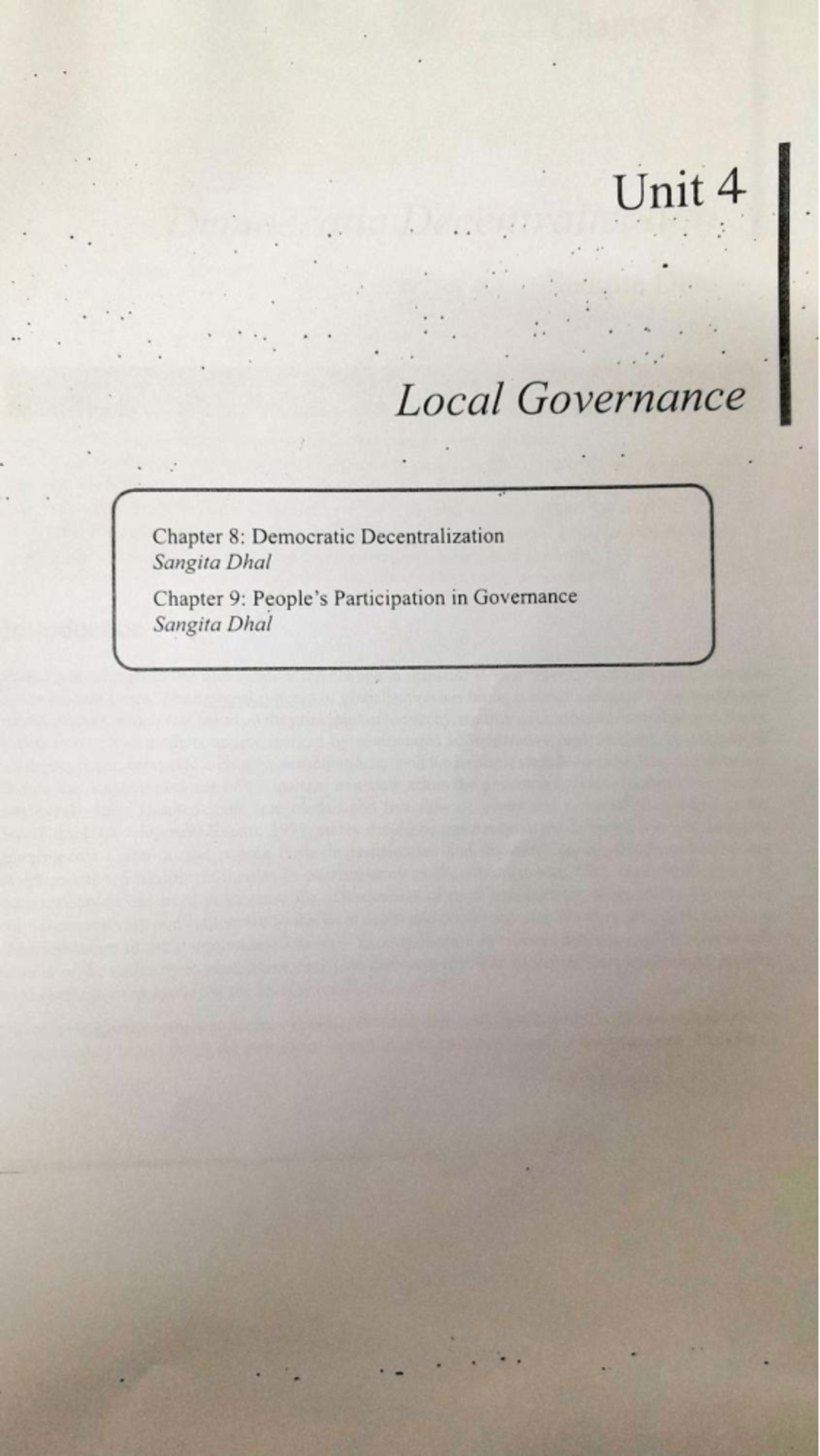 Unit 4: Local Governance - Democratic Decentralization & Citizen ...