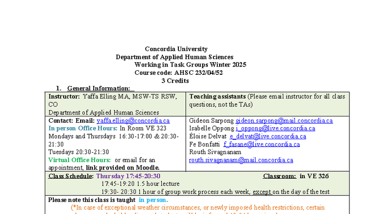 Working in Task Groups Syllabus AHSC 232 Winter 2025 - Studocu