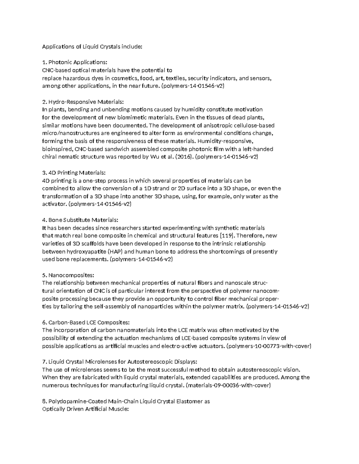 Applications of Liquid Crystals - (polymers-14-01546-v2) Hydro ...