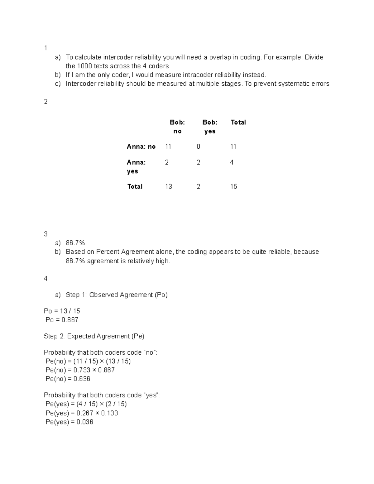 Assignment 2 Project 4: Intercoder Reliability Analysis - Studeersnel