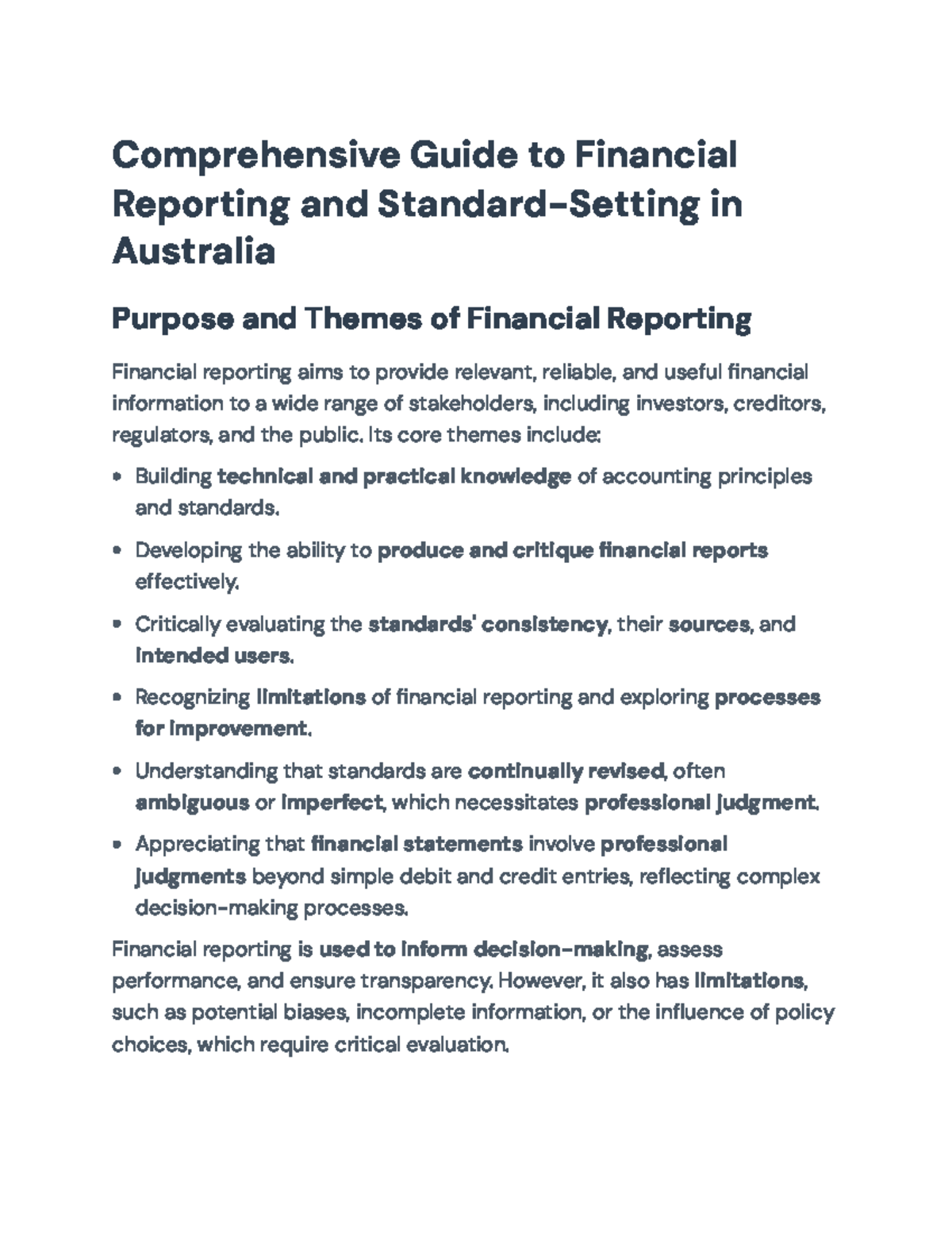 Comprehensive Guide to Financial Reporting Standards in Australia - Studocu