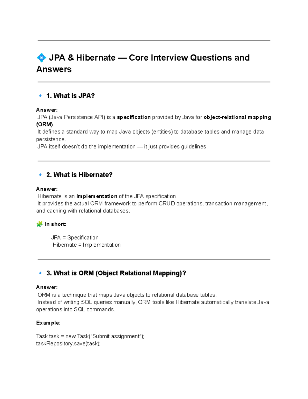 JPA & Hibernate Interview Q&A: Core Concepts Explained - Studocu