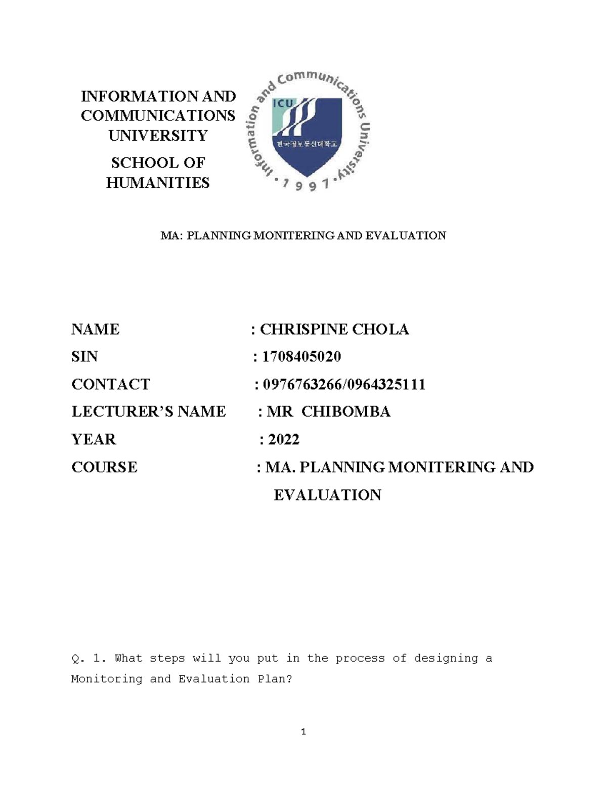 MA Planning, Monitoring & Evaluation: Key Steps & Frameworks - Studocu