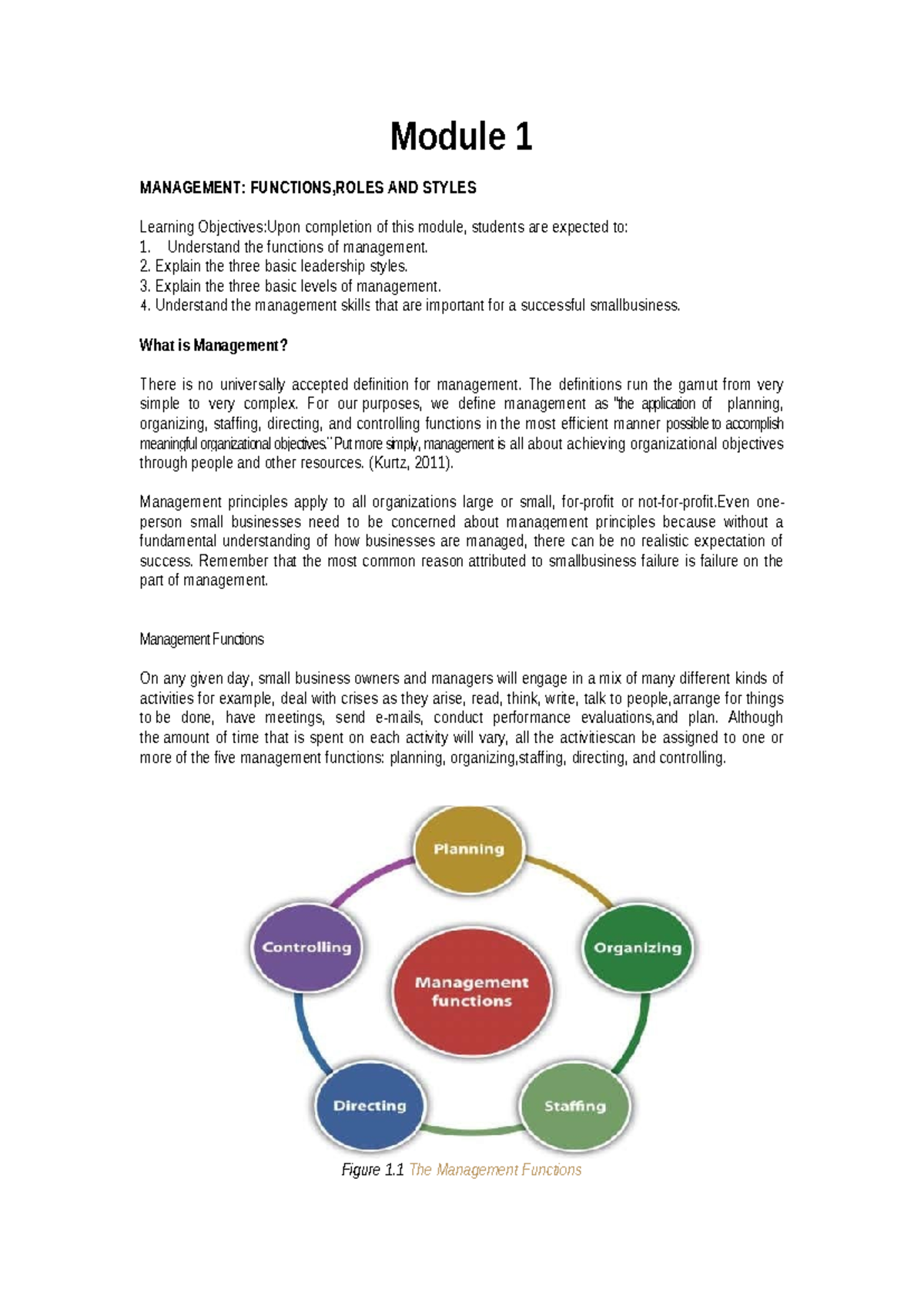 POM-Module-1: Functions, Roles, and Styles of Management - Studocu