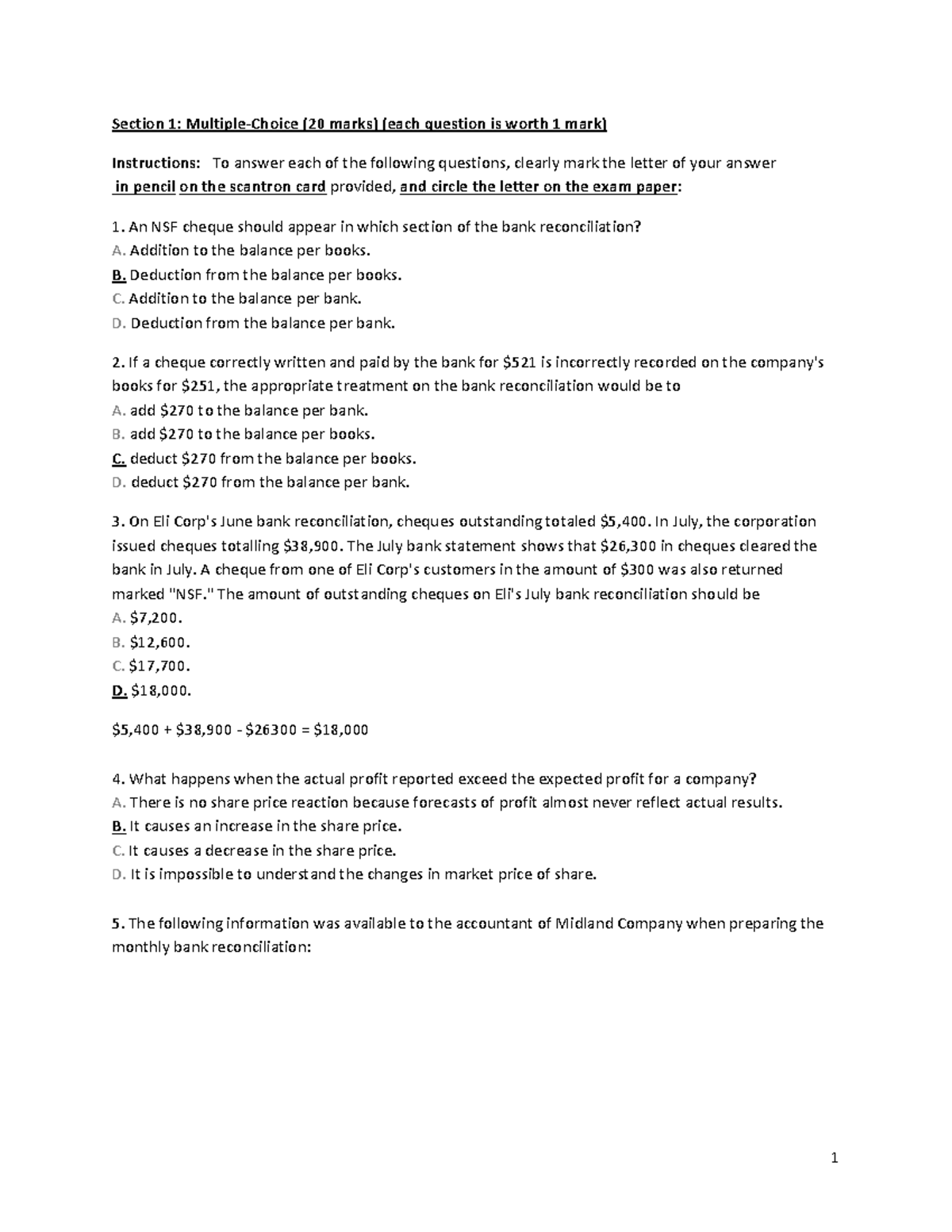 ACCT 201 Midterm 2 Practice Questions & Solutions - Studocu