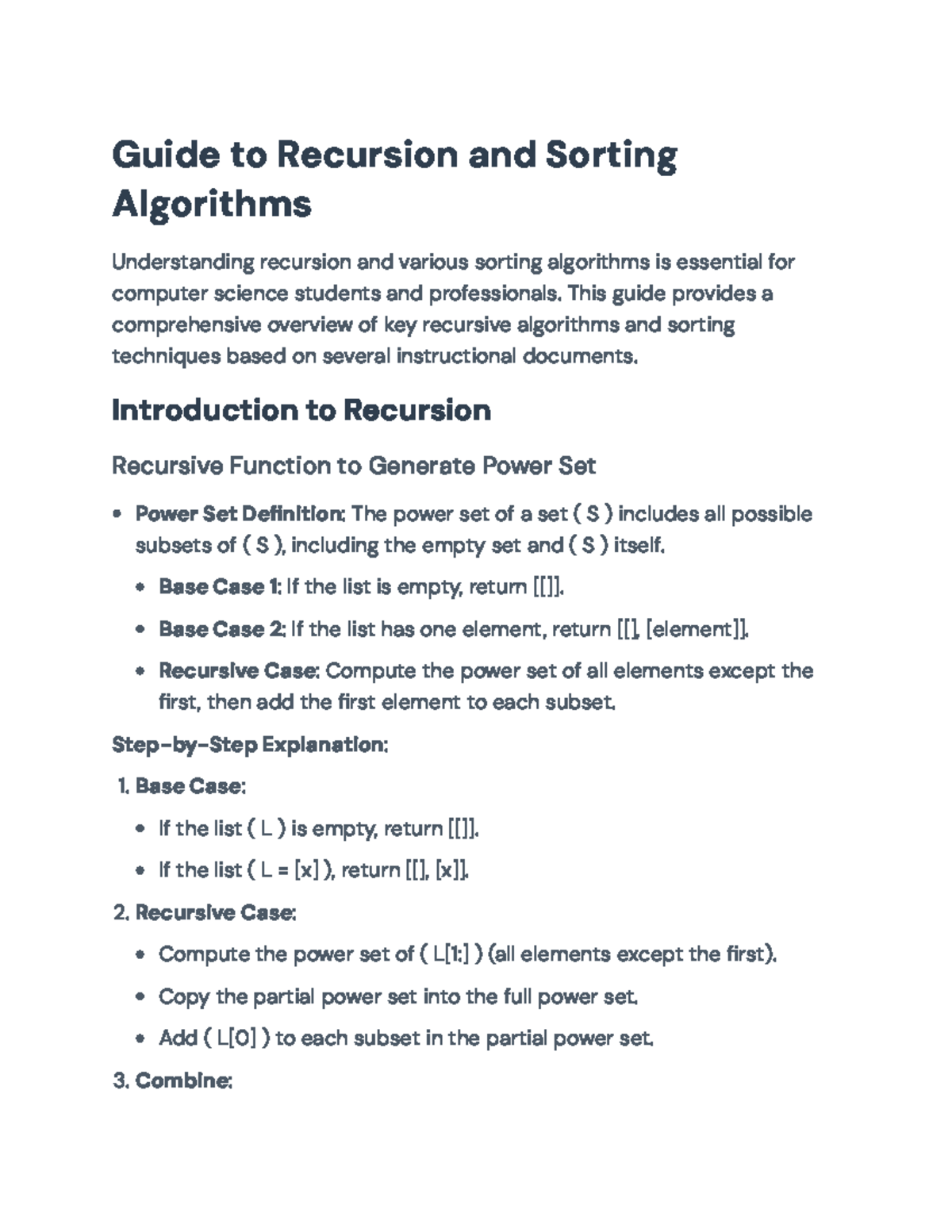 Comprehensive Guide to Recursion and Sorting Algorithms (CS101) - Guide ...