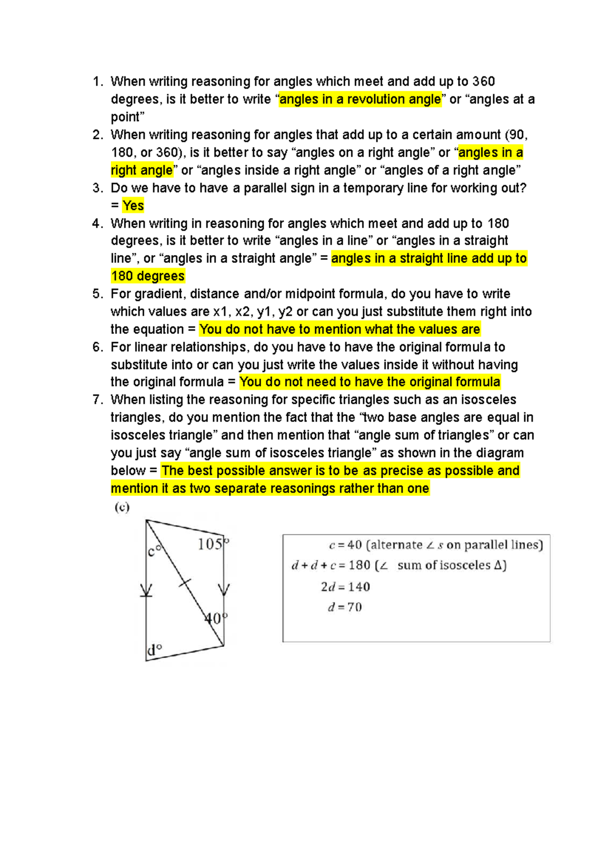 Math Questions - Year 7-9 - Angle Reasoning and Geometry - Studocu