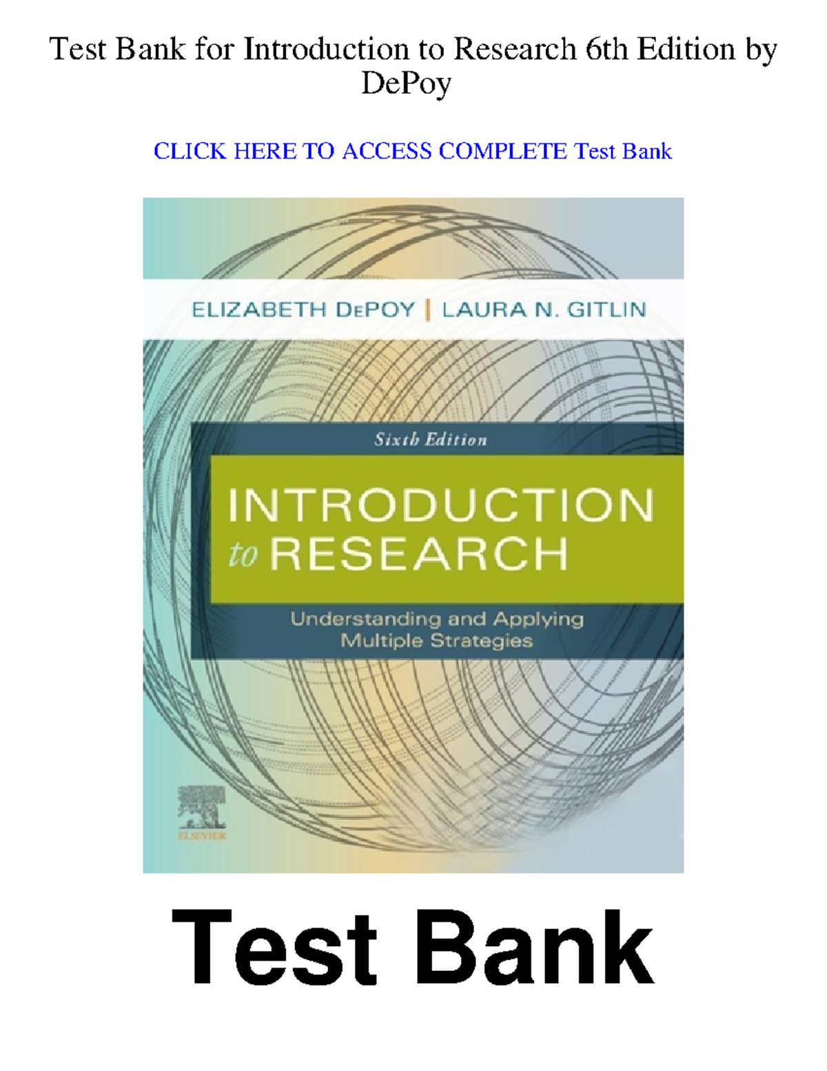 9780323612517-TEST-BANK - Test Bank for Introduction to Research 6th ...