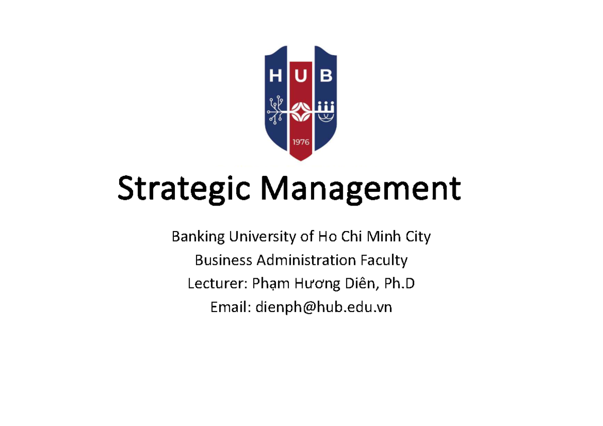 Lecture 1: Introduction to Strategic Management (SM 2025) - Studocu