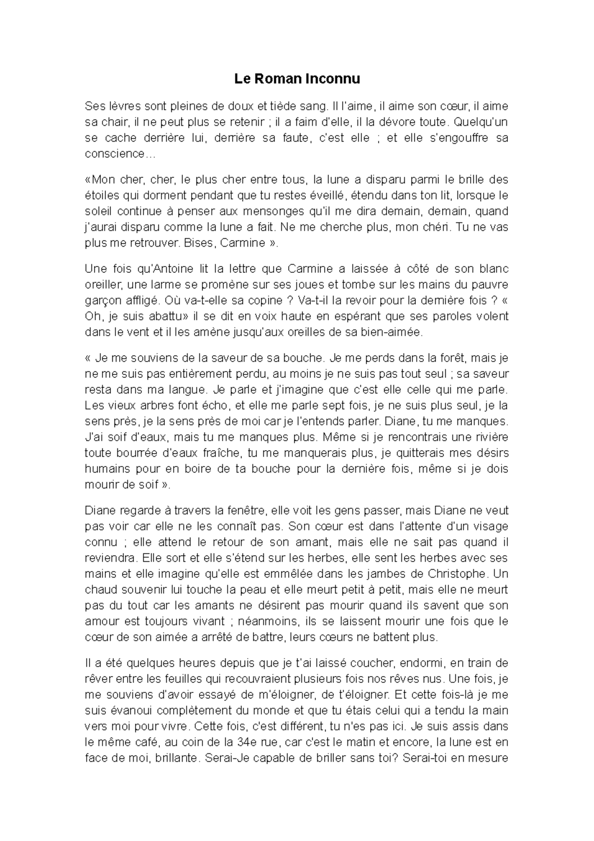 Le Roman Inconnu - Lic. Lenguas Modernas - Le Roman Inconnu Ses sont ...