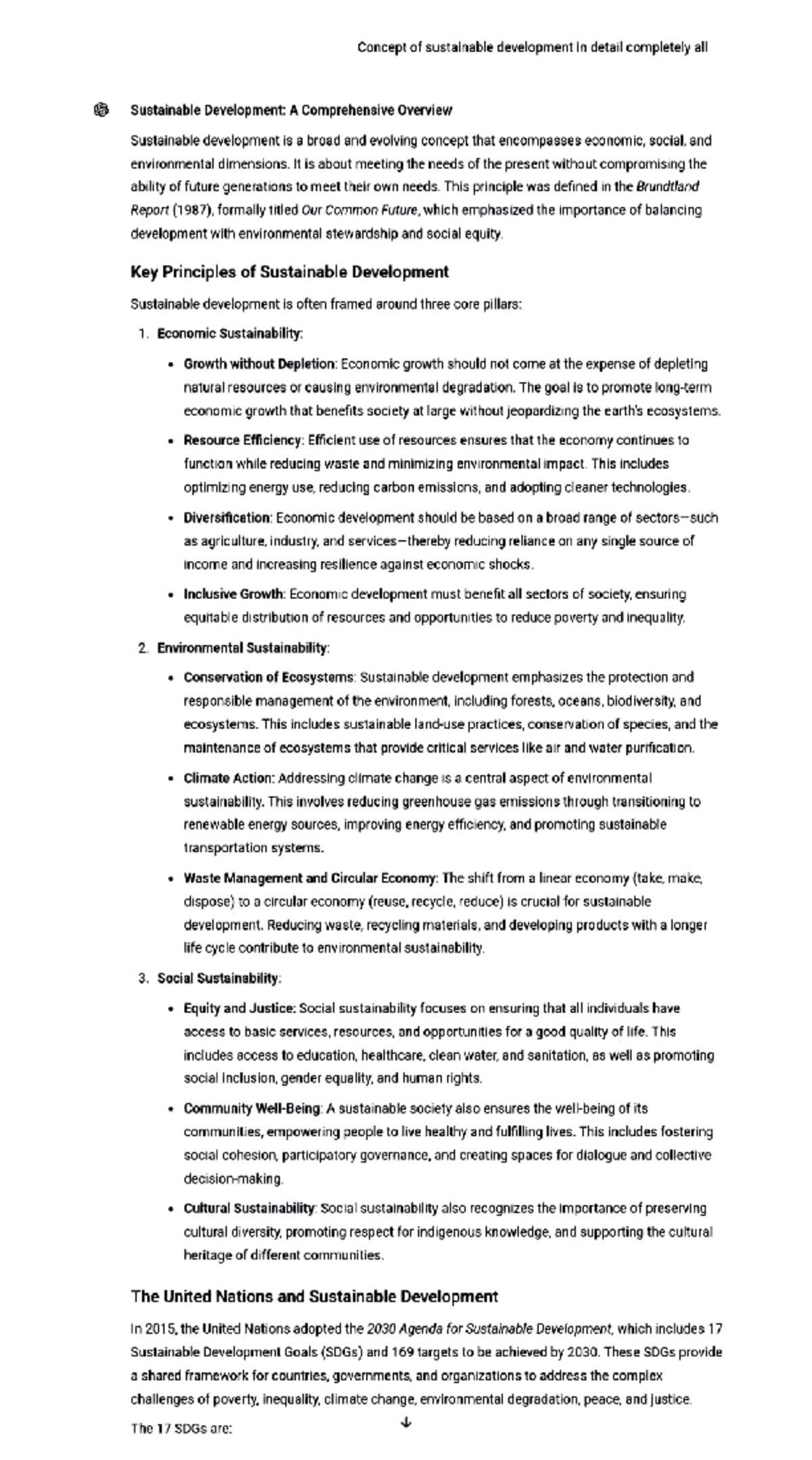 Sustainable Development Concepts: A Detailed Overview (GEOG 101) - Studocu