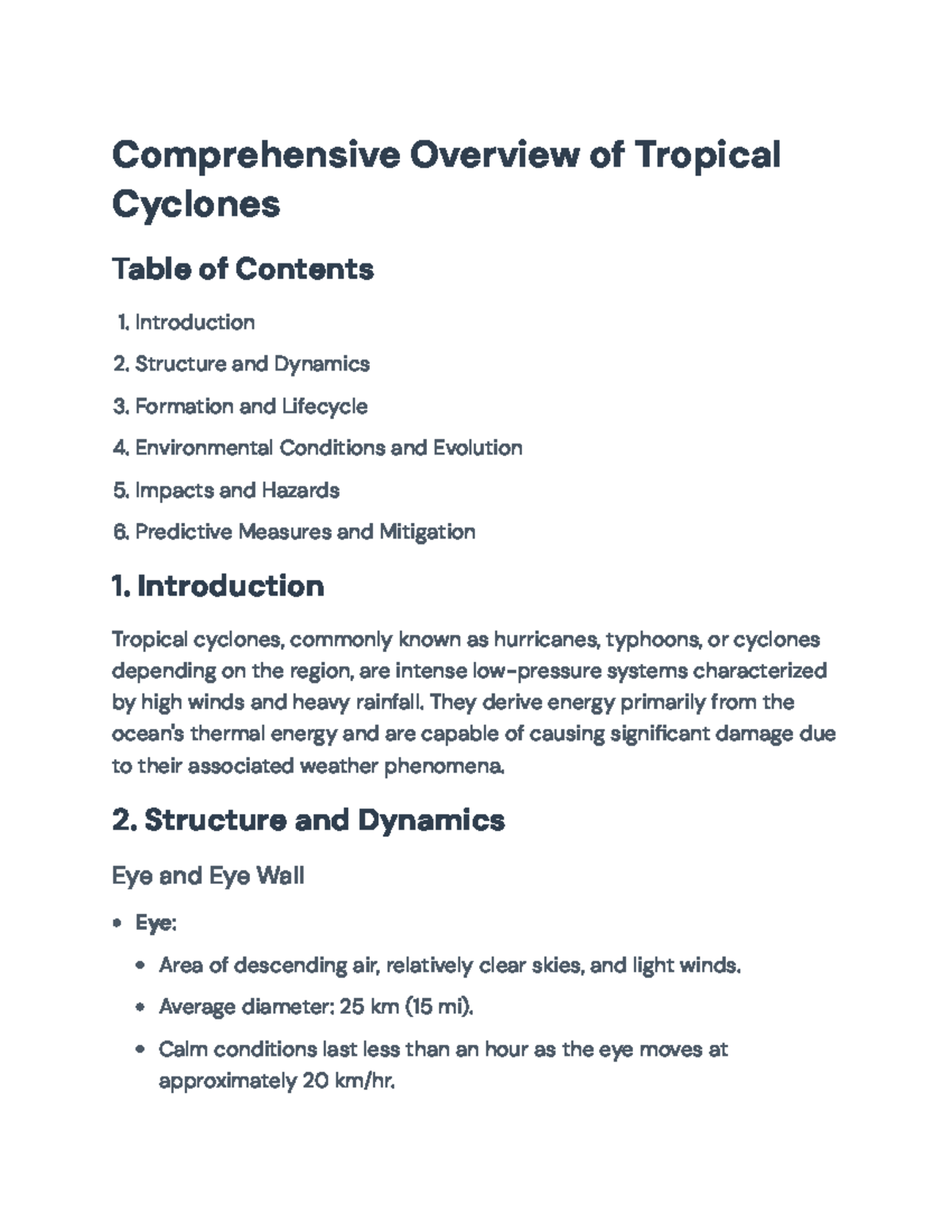Tropical Cyclones: Formation, Dynamics, and Predictive Measures ...