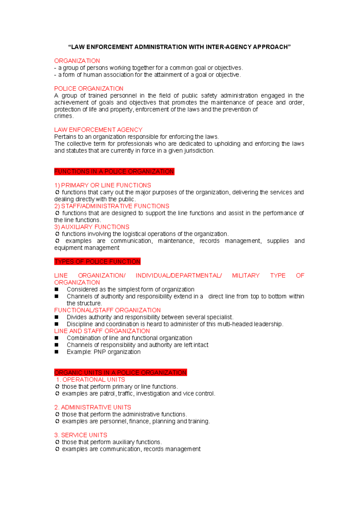 LEA - Lecture Notes on Police Organization and Law Enforcement ...
