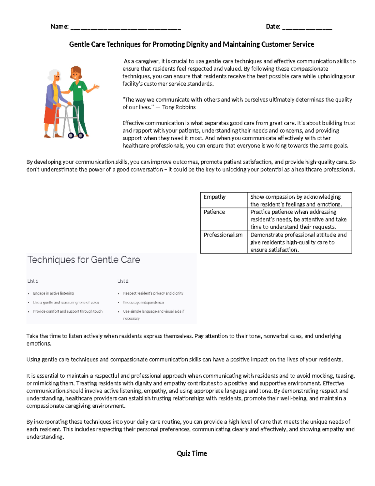 Gentle Care Techniques: Dignity & Service Standards for Caregivers ...