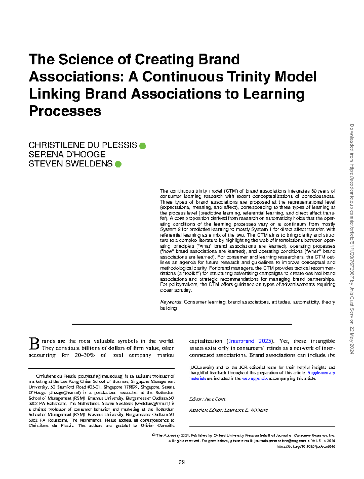The Science of Creating Brand Associations (CTM Model) - Studocu