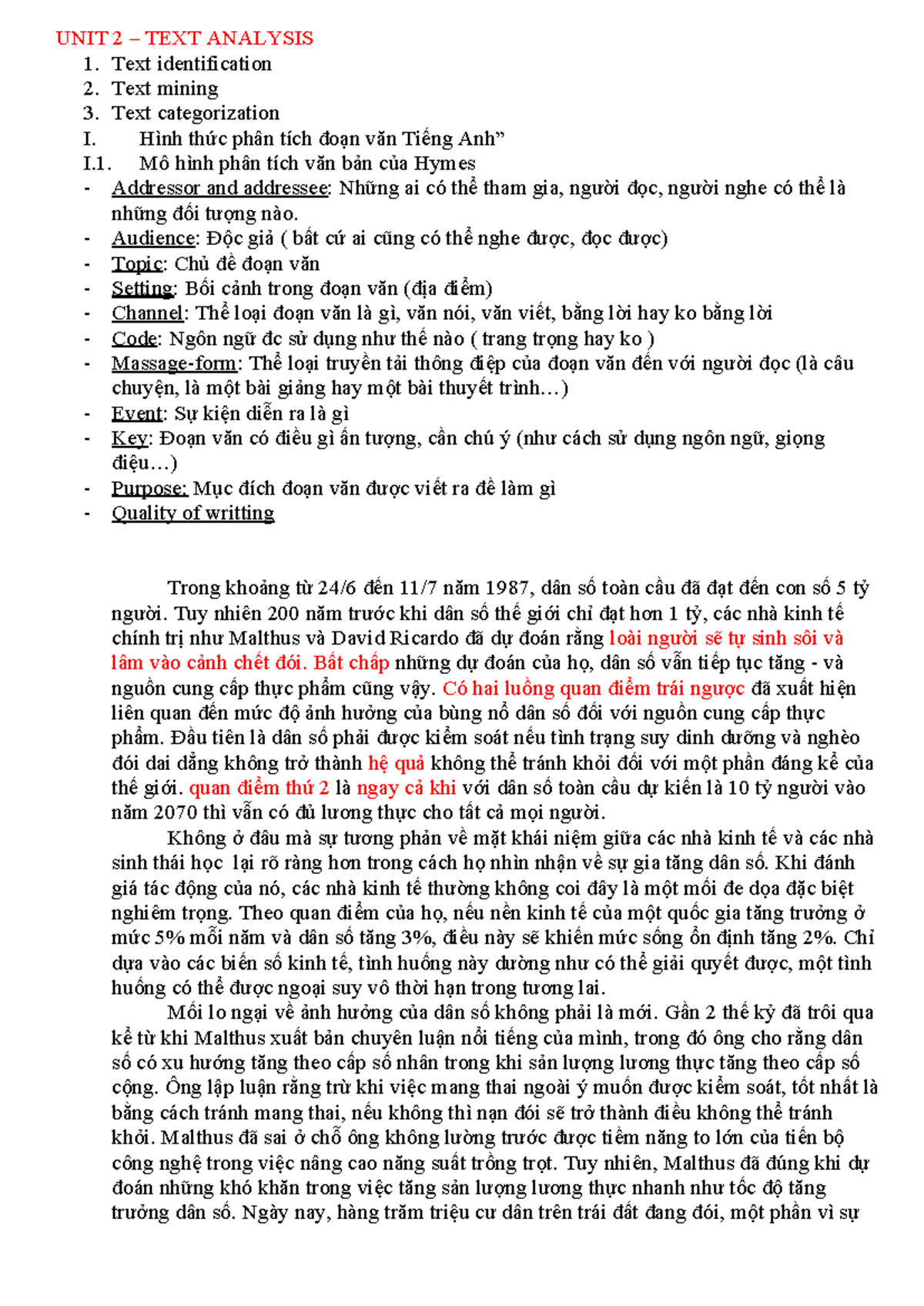 UNIT 2 TEXT ANALYSIS: Text Identification & Mining Techniques - Studocu