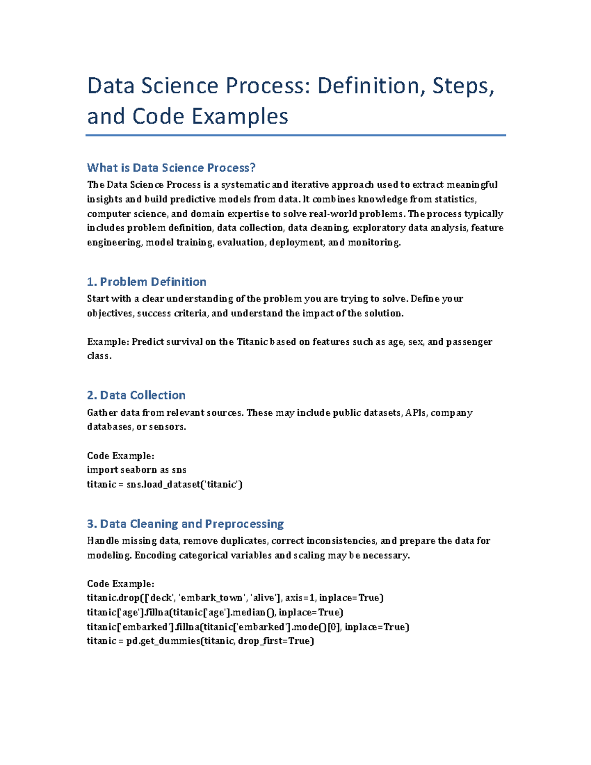 Data Science Process (DSC 101): Steps, Insights, and Code Examples ...