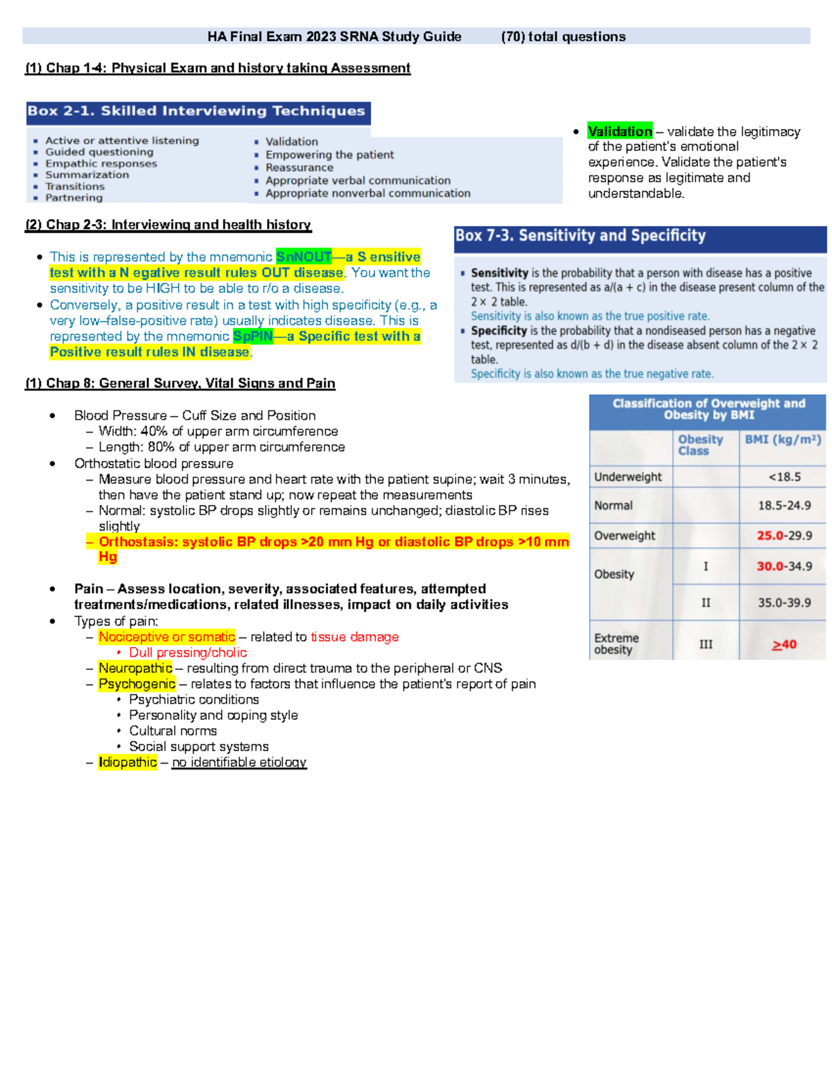 HA Final Exam 2023 SRNA Study Guide: Key Concepts & Assessments - Studocu