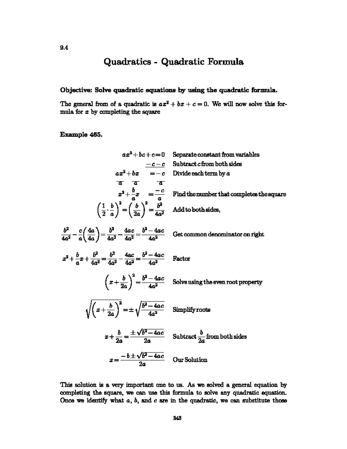 9.4 Quadratic Formula: Solving Quadratic Equations with Methods - Studocu