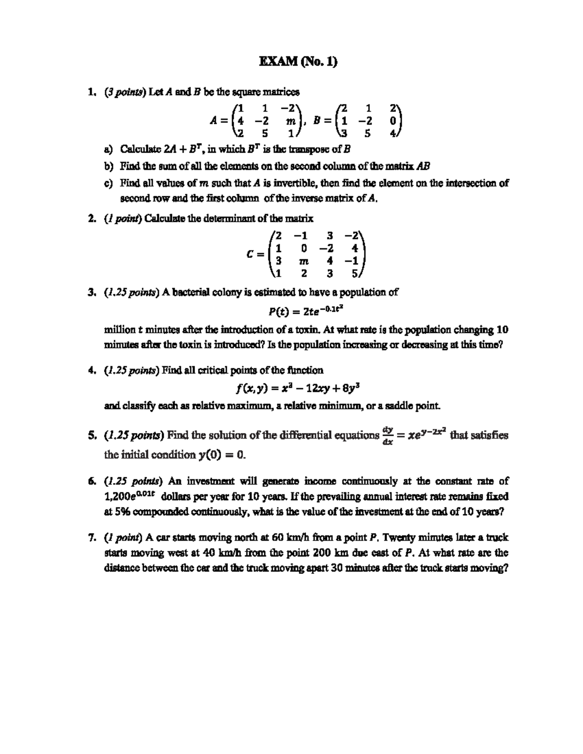 Final Exam: Matrix Operations, Population Dynamics &amp; Investments ...