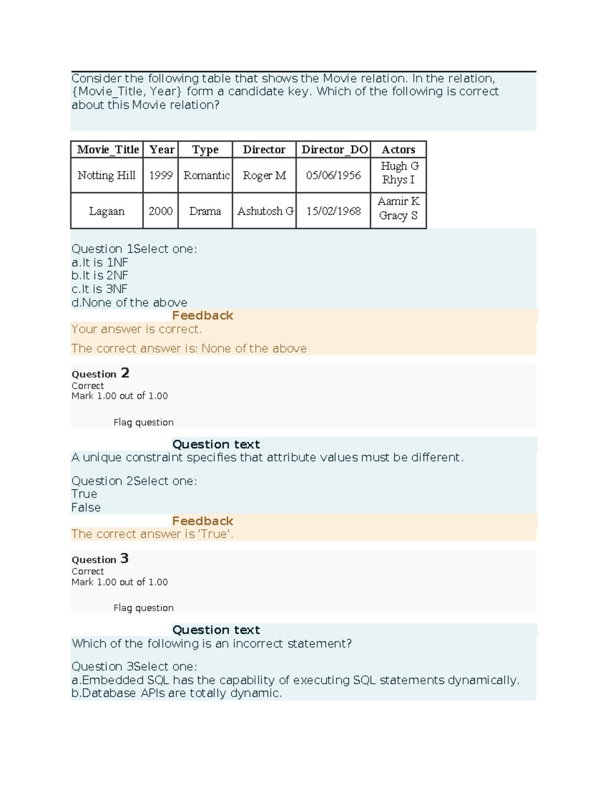 Database Quiz Review (CS101) - Studocu