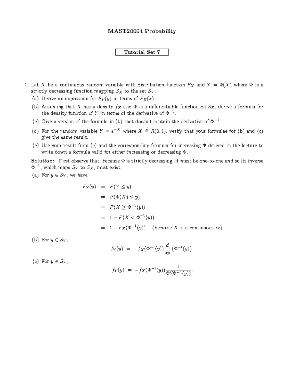 TL7 Solutions - Summary of Tutorial 7 on Probability Distributions ...