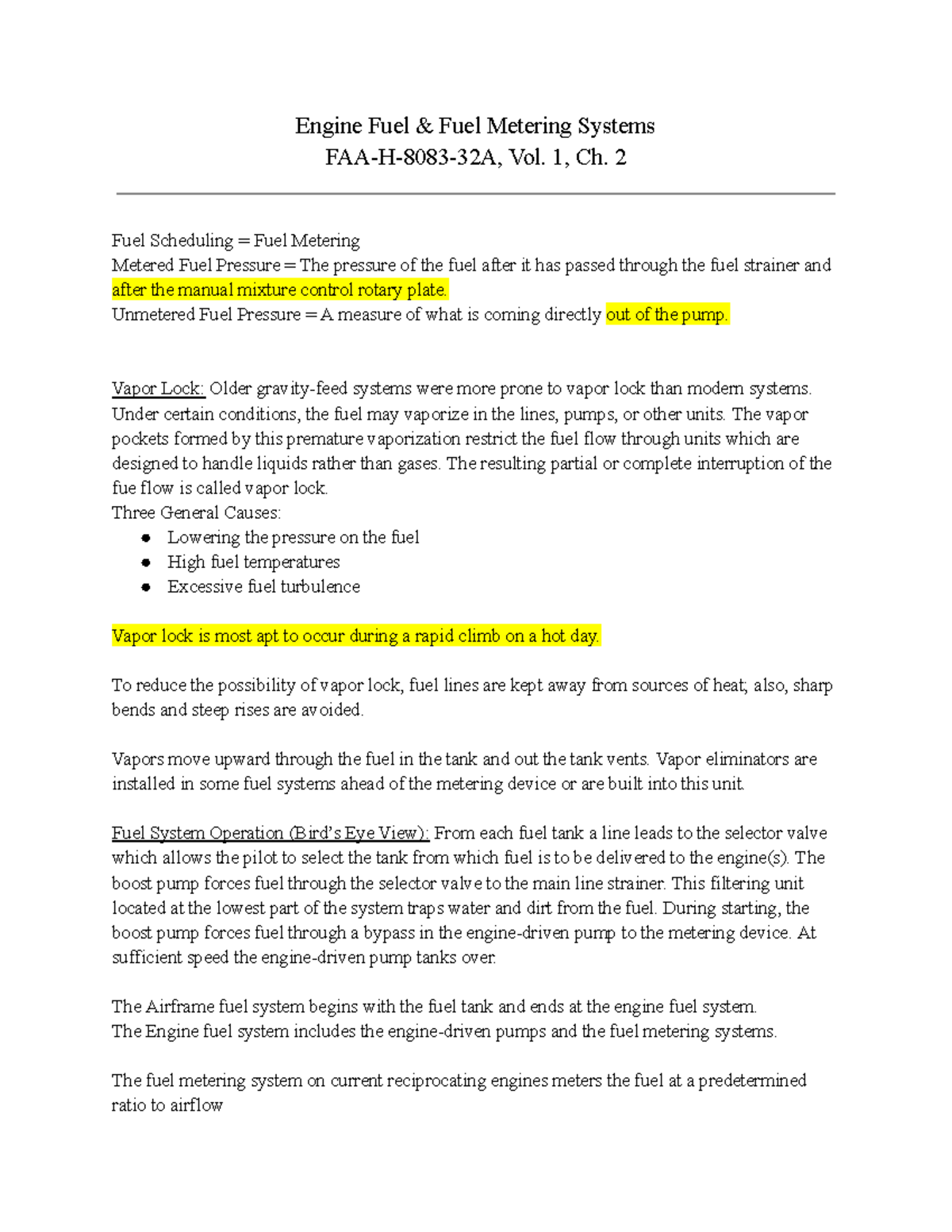 Carburetors and Fuel Metering Systems - Engine Notes (FAA-H-8083-32A ...