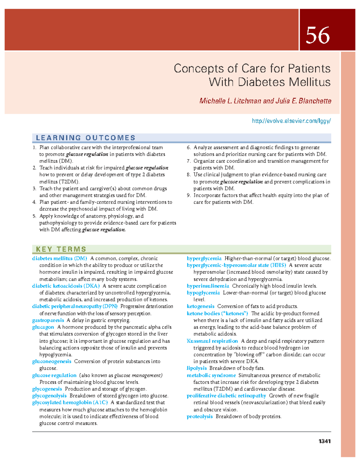 CH 56 - NUR205 FINAL EXAM: Concepts of Care for Diabetes Mellitus - Studocu
