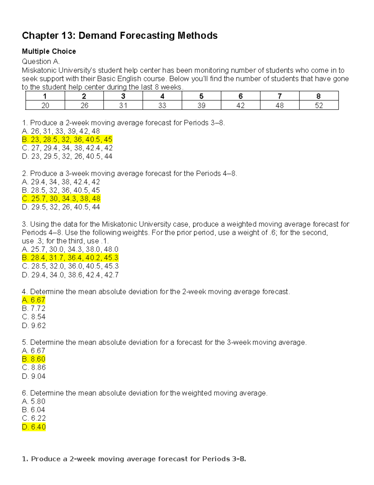 SIB540 Group Asst 1 Forecasting Methods - Chapter 13: Demand ...
