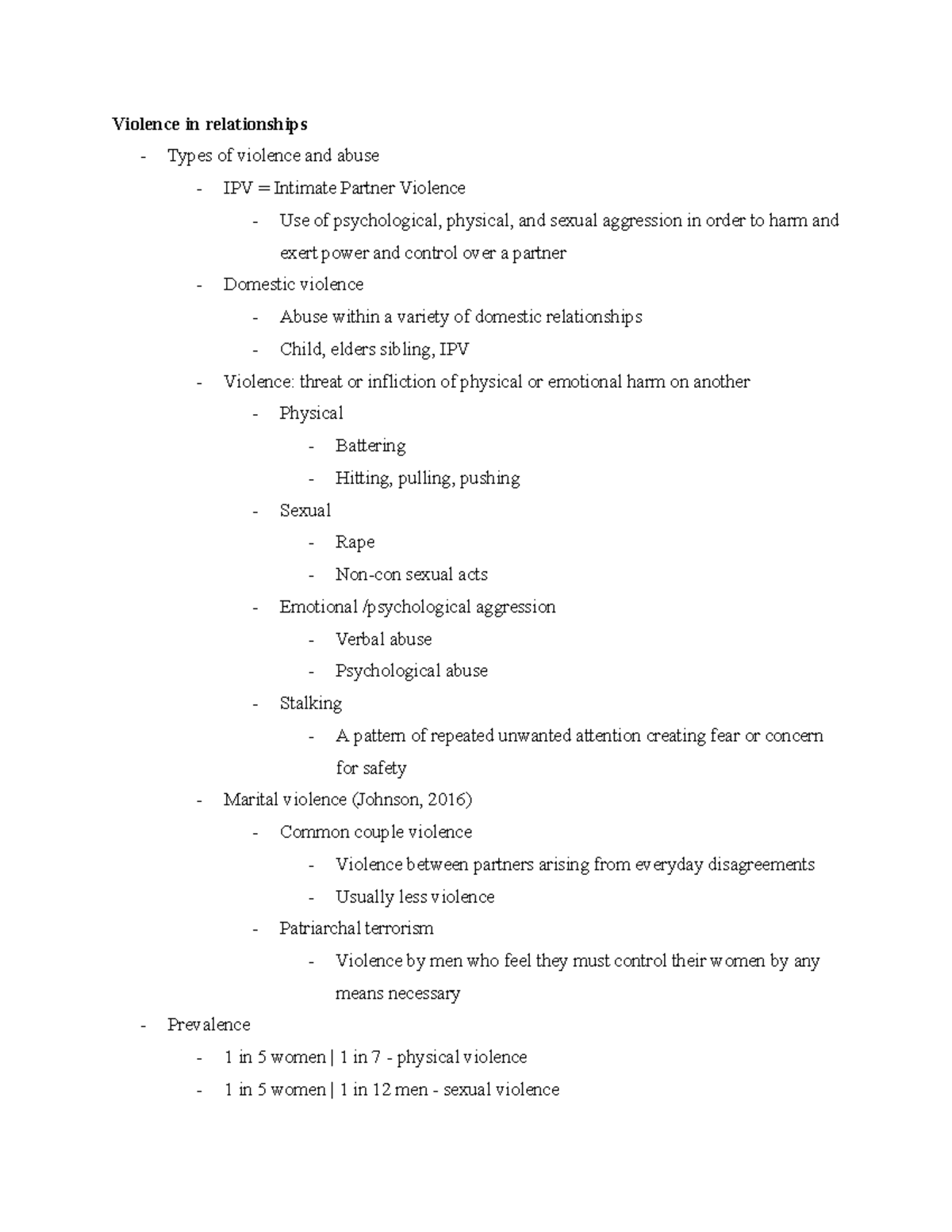 FMSC260 Final Exam Notes: Understanding Intimate Partner Violence - Studocu