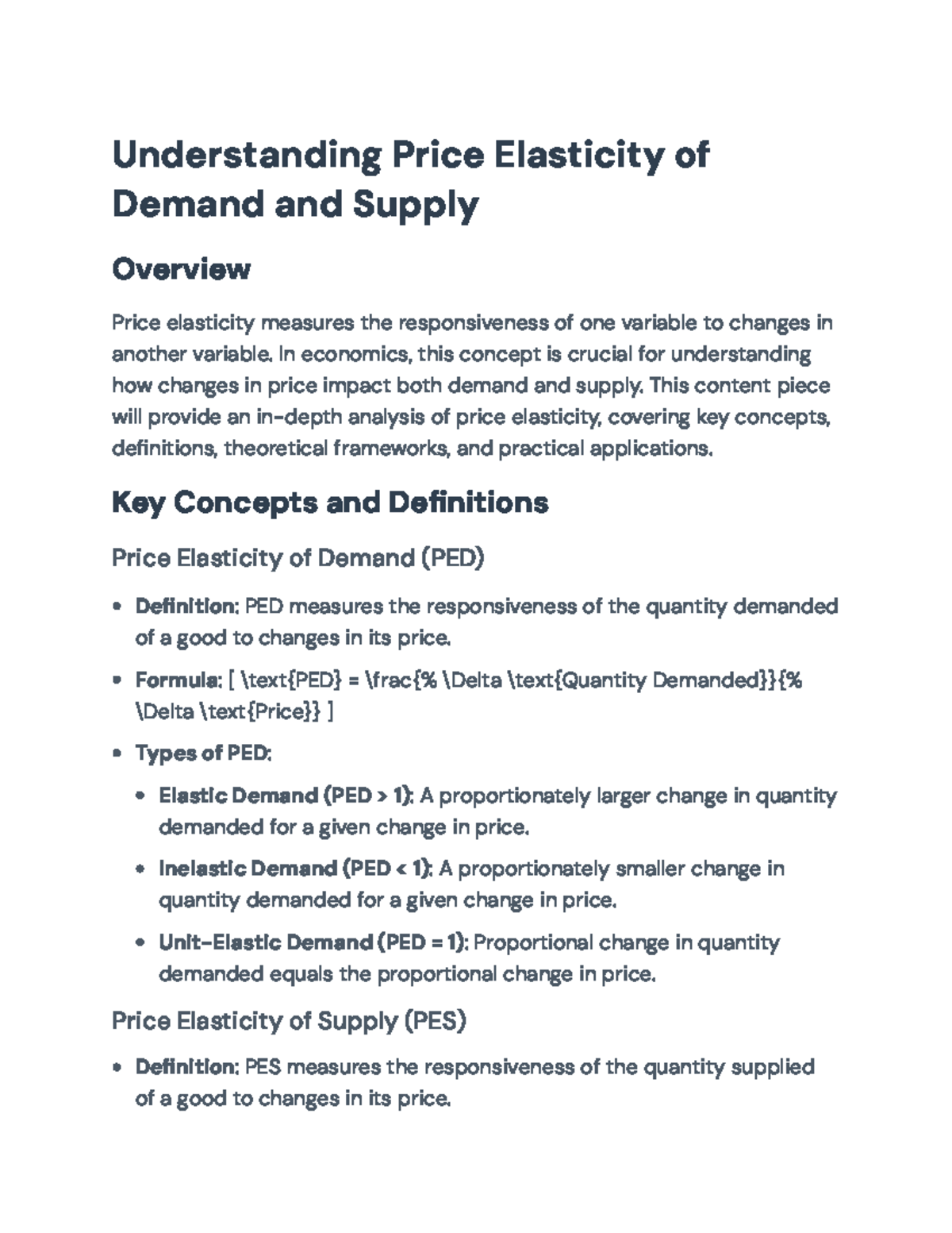 Understanding Price Elasticity of Demand and Supply Concepts ...
