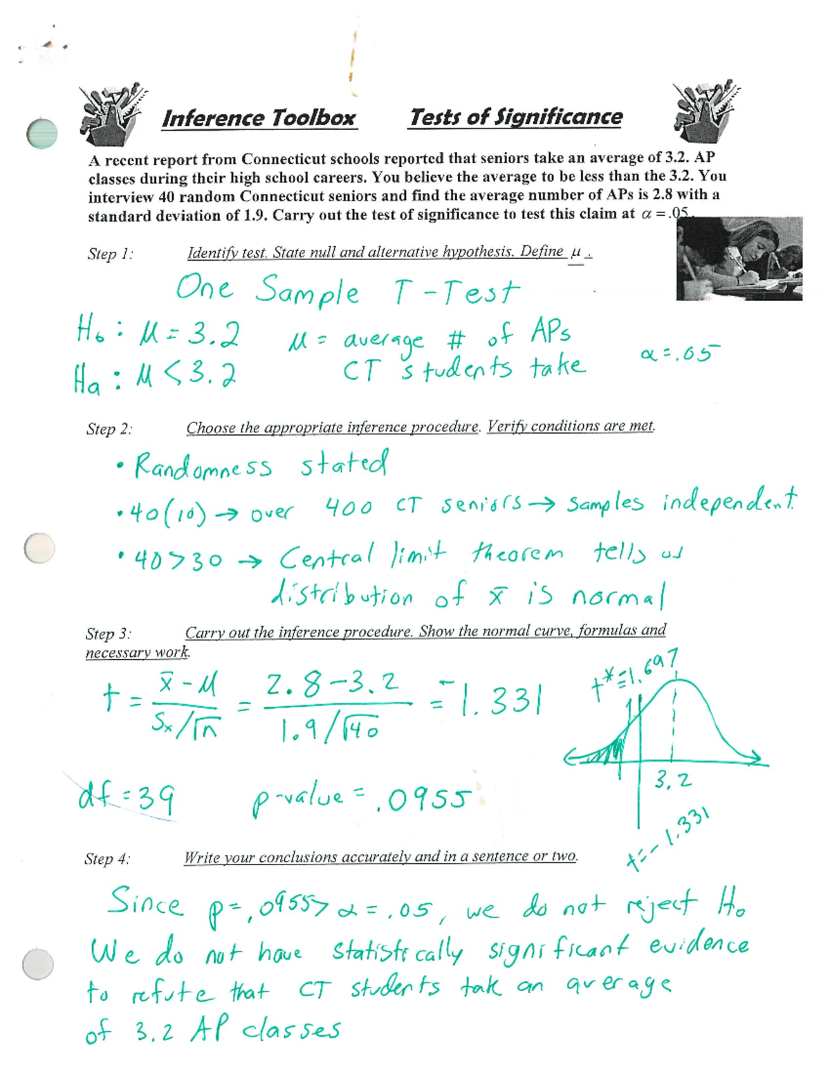 AP Statistics Lesson Notes: Inference & Significance Tests Analysis ...